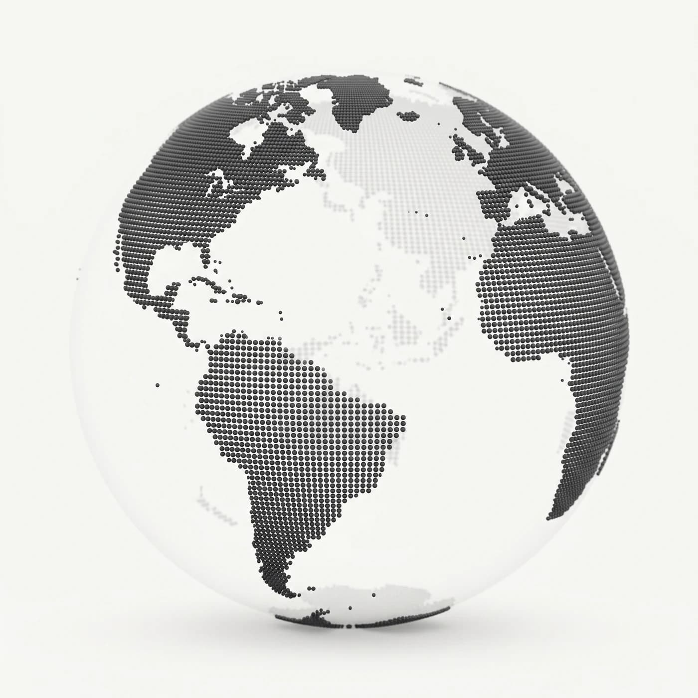 Monochrome dotted Earth used as a metaphor for connected departments, not global customer coverage